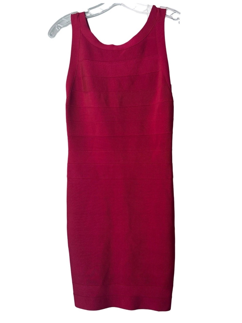 Bebé Bandage Red Dress Medium Bodycon Stretch Knee Length Sleeveless Party Club